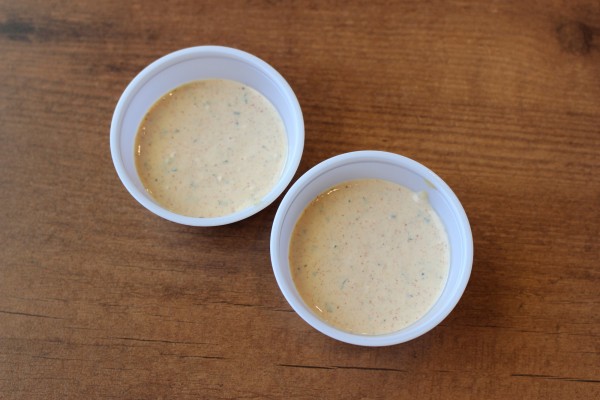 But honestly, if you only come for one thing, it's THIS SAUCE. This is the special Ranch sauce with nine (or maybe 12) different spices that accompanies a few dishes. But order it on the side. Trust me, it's magical.