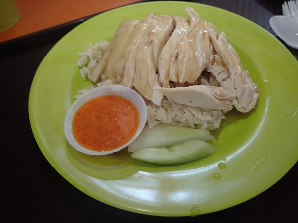 The famous chicken rice from Tian Tian.