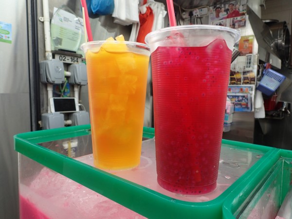 Pineapple and dragonfruit juices. The pineapple one was sickly sweet.