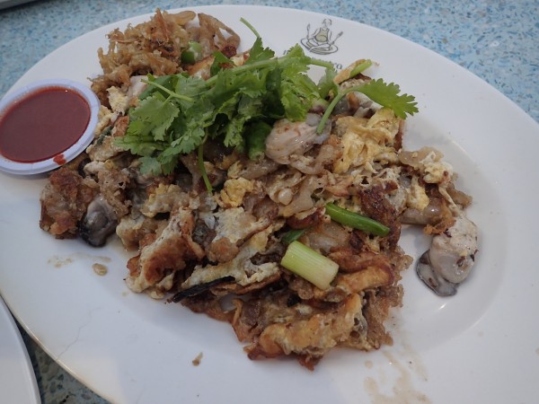 This is an egg scramble with oysters, a popular street food item here.