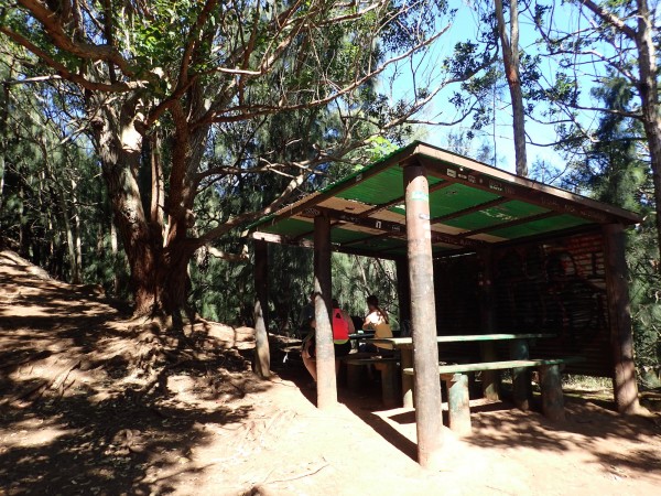 The covered picnic tables offer a great resting spot for tired (or hungry) hikers.