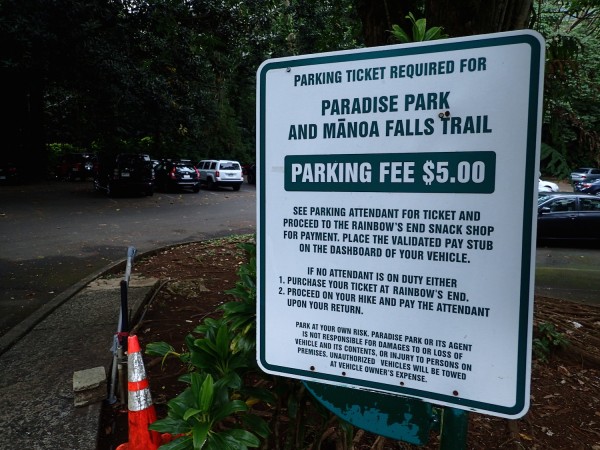 It costs $5 to park here.