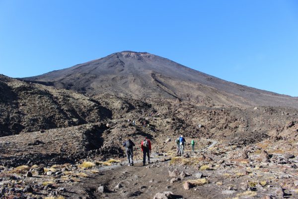 We trekked over layers of ancient and modern lava flows and other volcanic deposits, which made this part of the trail even more difficult.