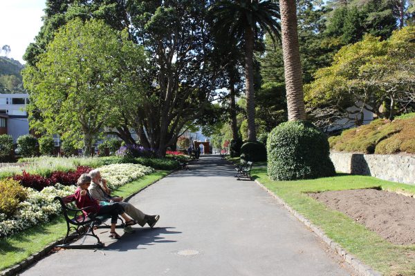 Residents walk, bike and relax in this garden, located right in the city.