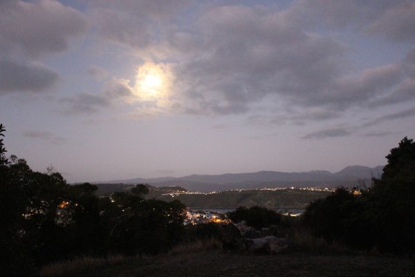 The full moon rising over Hataitai.